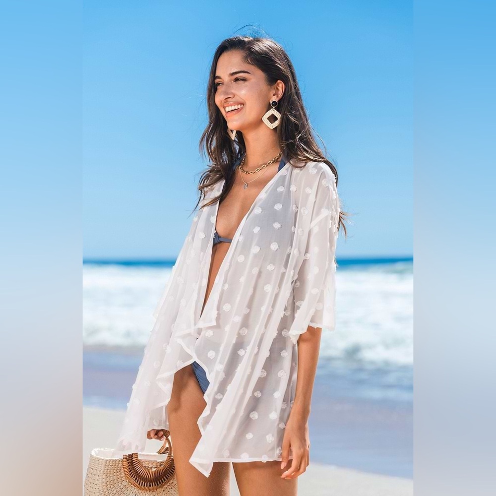 Dreamy Veil Polka Dot Cover-Up Kimono / CupShe NWT